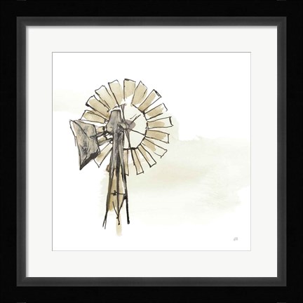 Framed Windmill II Neutral Print