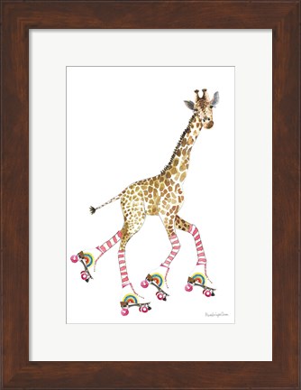 Framed Giraffe Joy Ride II No Balloons Print