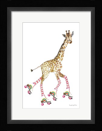 Framed Giraffe Joy Ride II No Balloons Print