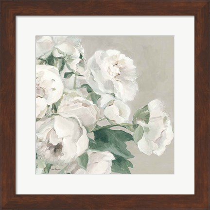 Framed Peonies on Gray Flipped Crop Print
