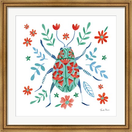 Framed Folk Beetle II Print