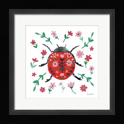 Framed Folk Beetle I Print