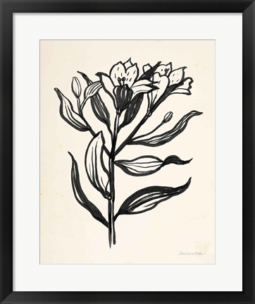 Framed Ink Flower I Cream Print