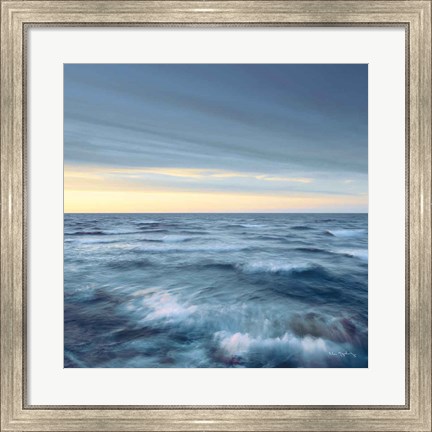 Framed Lake Superior Waves Navy Crop Print