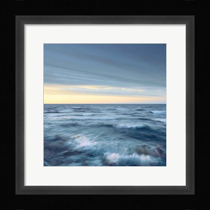 Framed Lake Superior Waves Navy Crop Print