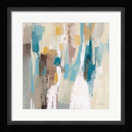 Framed Steps on Sand II Navy Sq Print