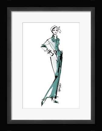 Framed Fifties Fashion III v2 Green Print