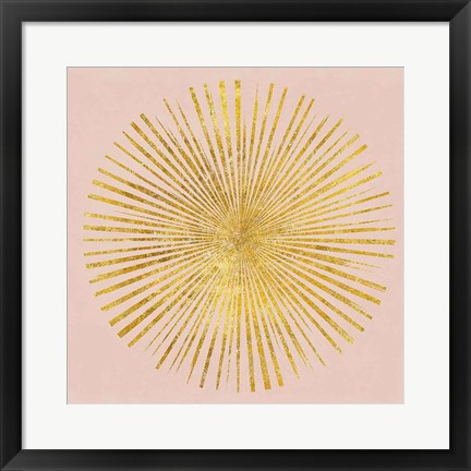 Framed Sunburst I on Pink Print