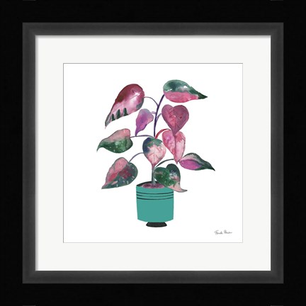 Framed Potted Jewels II Aqua Print