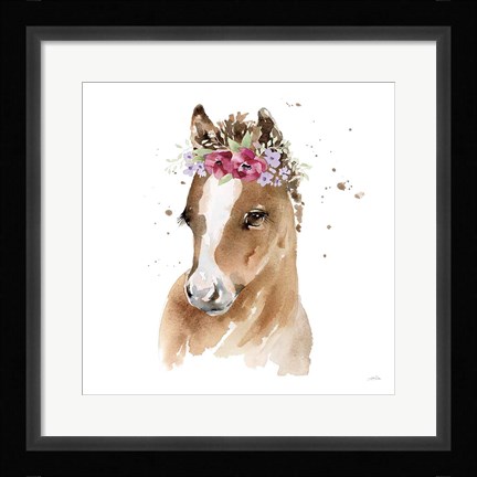 Framed Floral Pony Pink Sq Print