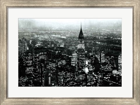 Framed Manhattan at Night Rich Black Print