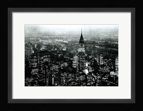 Framed Manhattan at Night Rich Black Print