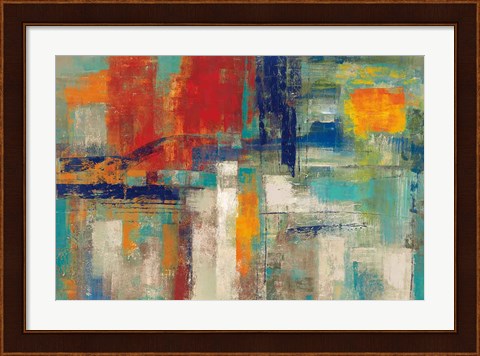 Framed Harbor Sunset Bright Print