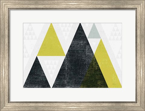 Framed Mod Triangles I Yellow Black Print