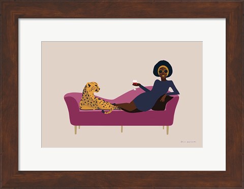 Framed Wild Lounge I Pink Couch Print