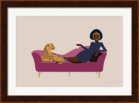 Framed Wild Lounge I Pink Couch Print