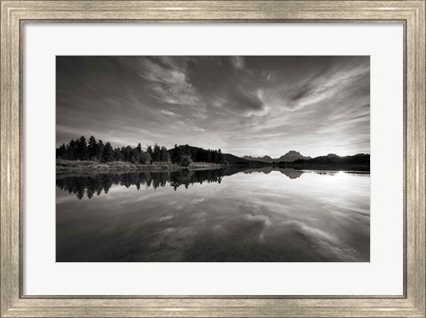 Framed Oxbow Bend sunset Grand Teton National Park Print