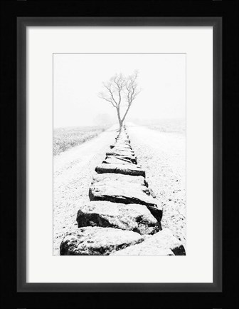 Framed Snowy Stone Wall Print