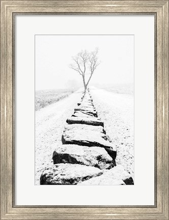 Framed Snowy Stone Wall Print