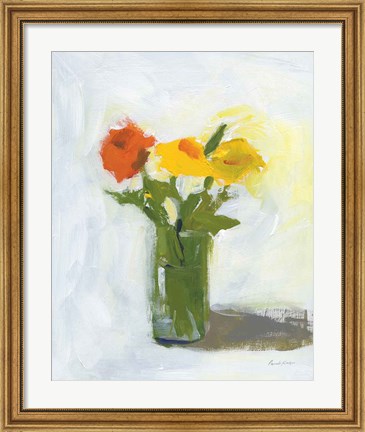 Framed Orange and Yellow Floral Print