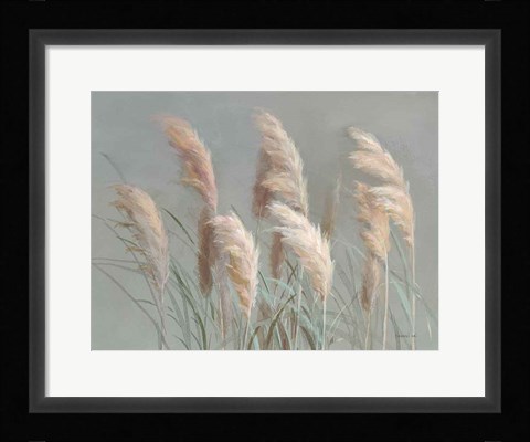 Framed Pampas Grasses on Gray Print