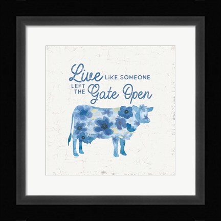 Framed Country Cottage Field V Flowers Print