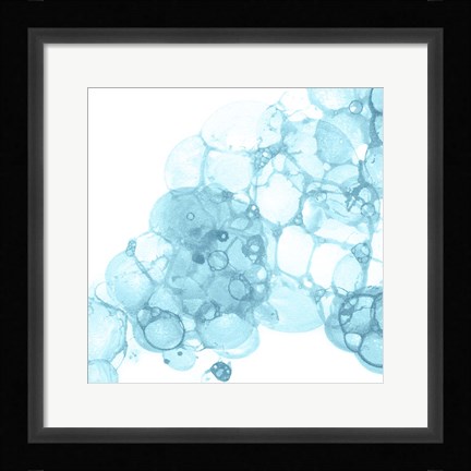 Framed Bubble Square Aqua II Print