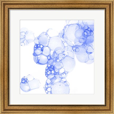 Framed Bubble Square Blue I Print