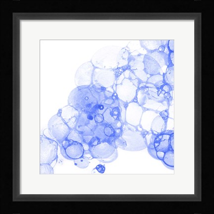 Framed Bubble Square Blue II Print