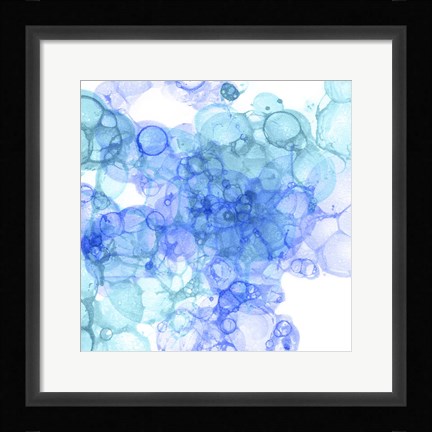 Framed Bubble Square Aqua &amp; Blue II Print