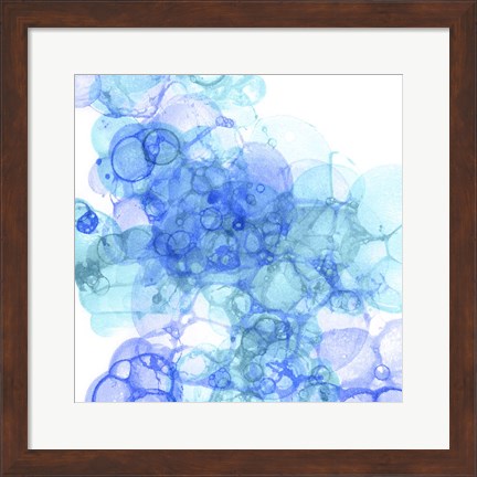 Framed Bubble Square Aqua &amp; Blue III Print