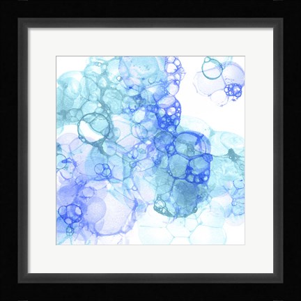 Framed Bubble Square Aqua &amp; Blue IV Print