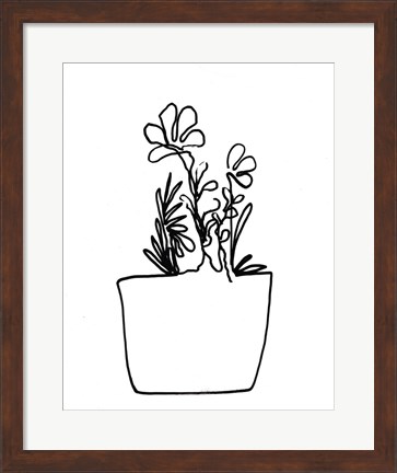 Framed Hand Sketch Flowerpot I Print