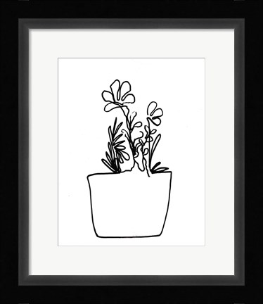 Framed Hand Sketch Flowerpot I Print