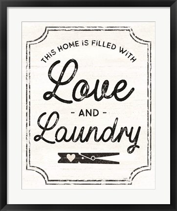 Framed Laundry Art portrait II-Love &amp; Laundry Print