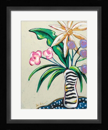 Framed Pop Florals I-Stripes Print