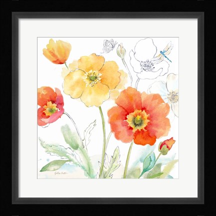 Framed Happy Poppies IV Print