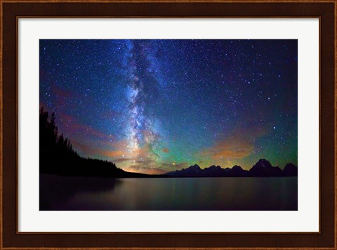 Framed Milky Way Tetons Jackson Lake Print