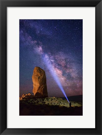 Framed Milky Way behind Chimney Rock Print
