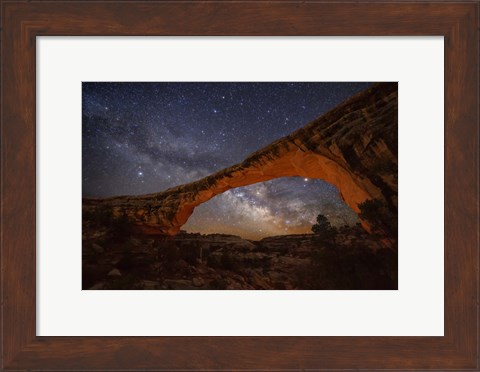 Framed Milky Way behind Owachomo Bridge lite Print