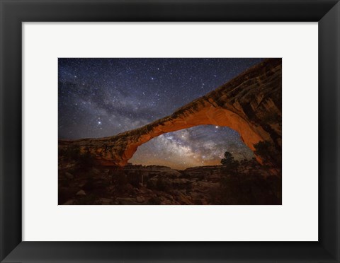 Framed Milky Way behind Owachomo Bridge lite Print