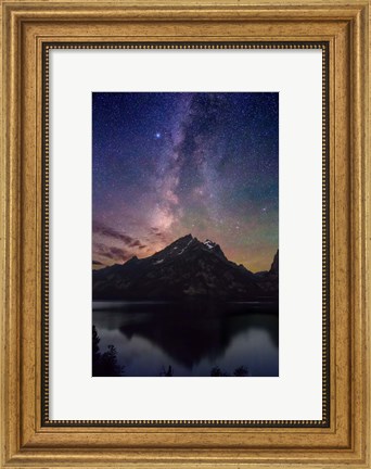 Framed Milky Way Dawn over Jenny Lake Print