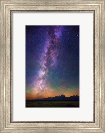 Framed Milky Way dawn over Tetons 1827 Print