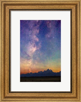 Framed Milky Way dawn over Tetons 1858e Print