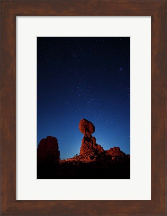 Framed Moonglow Behind balanced rock Print