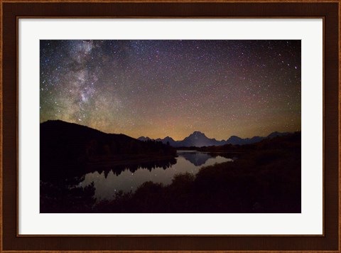 Framed Stars over Tetons at Oxbow Print