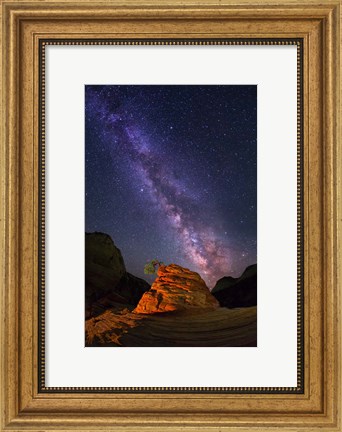 Framed Zion&#39;s Struggling Little Tree with Milky Way Print