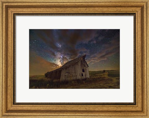 Framed Milky Way Clouds thru Barn at St. Charles Print