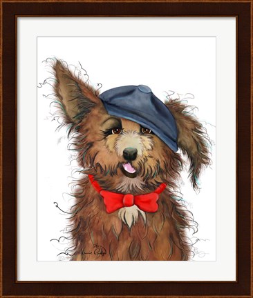 Framed Doggy in a Hat Print