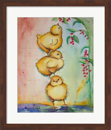 Framed 3 Chicks Print